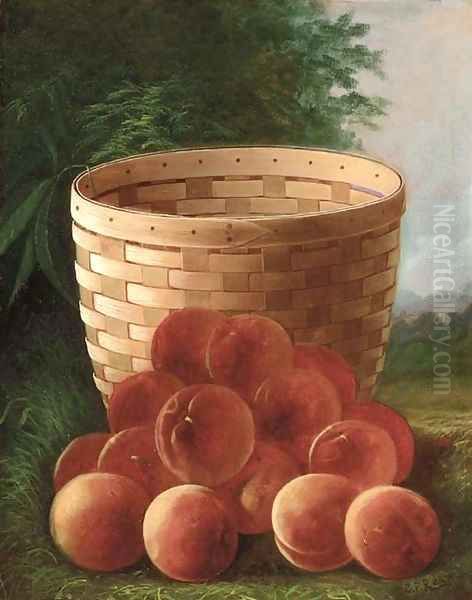 Peaches by a Basket Oil Painting by Carducius Plantagenet Ream