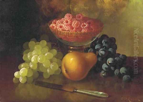 Still Life with Raspberries, Grapes and Pear Oil Painting by Carducius Plantagenet Ream