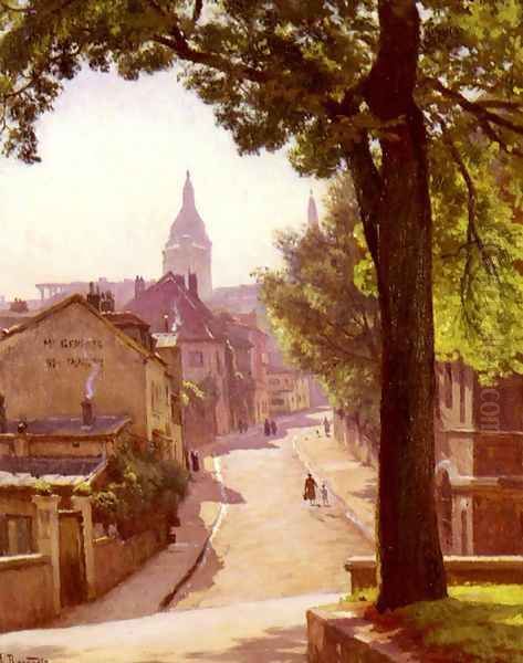 La Rue De L'abreuvoir A Montmartre Oil Painting by Alfred Renaudin