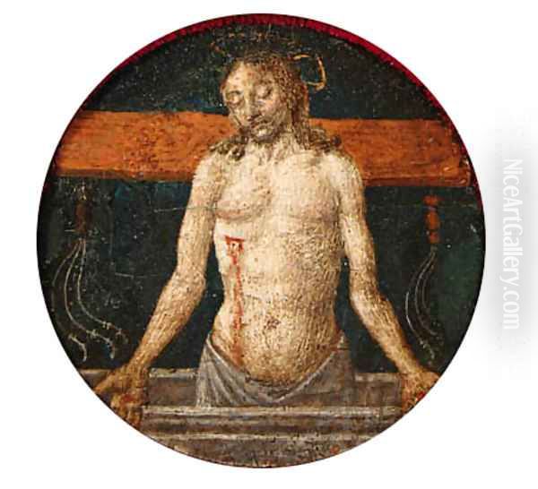 The Risen Christ with the Instruments of the Passion a roundel from a predella Oil Painting by Cosimo Rosselli