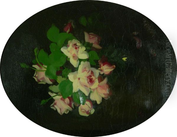 Pink Roses Oil Painting by James Stuart Park