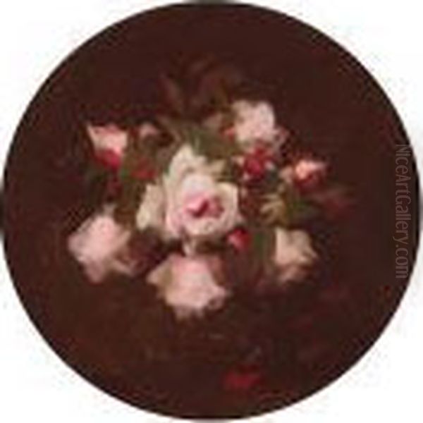 Pink Roses Oil Painting by James Stuart Park