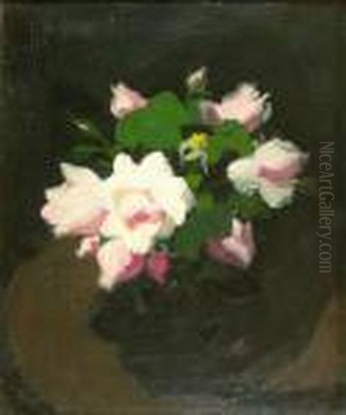 Pink Roses Oil Painting by James Stuart Park