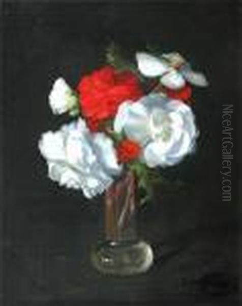 Flowers In A Glass Vase Oil Painting by James Stuart Park