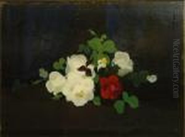 Red And White Roses Oil Painting by James Stuart Park