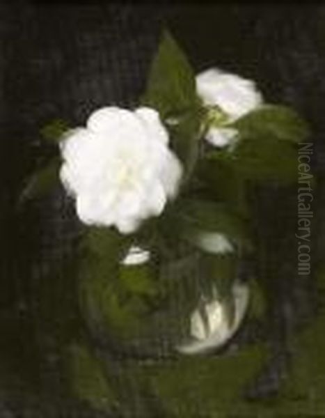 A Still Life Of White Camelias Oil Painting by James Stuart Park