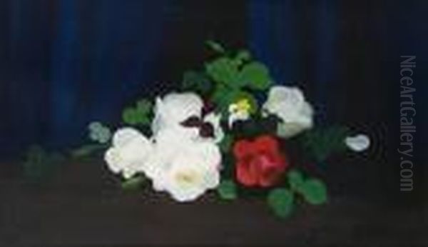 Cream And Red Roses Oil Painting by James Stuart Park