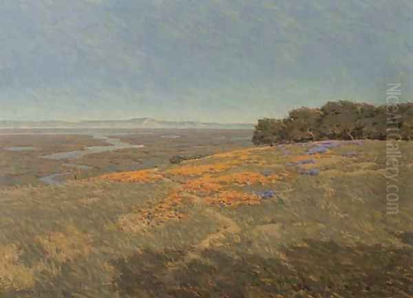 California Landscape with Poppies and Lupine Oil Painting by Granville Redmond