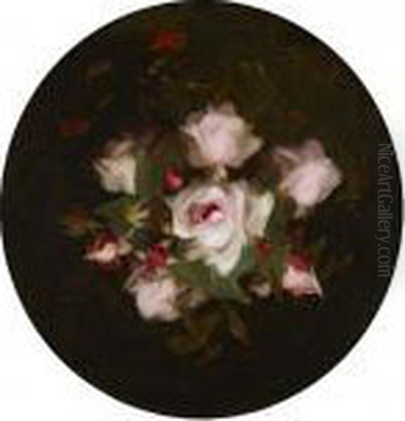 Pink Roses Oil Painting by James Stuart Park