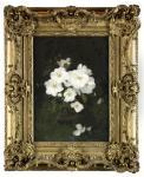 A Still Life Of White Roses Oil Painting by James Stuart Park