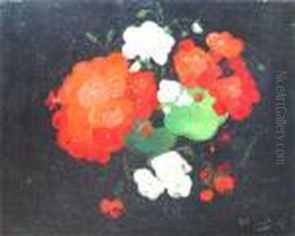 Geraniums Oil Painting by James Stuart Park