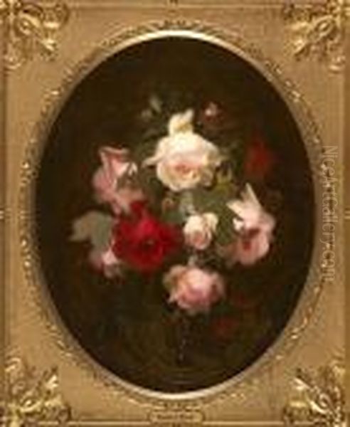 Pink And Red Roses Oil Painting by James Stuart Park