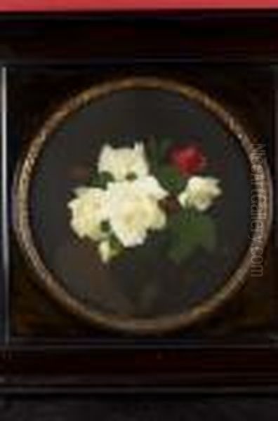 A Still Life Of Red And White Roses Oil Painting by James Stuart Park