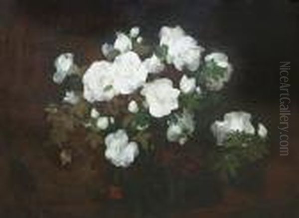 White Peonies Oil Painting by James Stuart Park