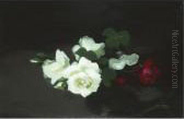 Red And White Roses Oil Painting by James Stuart Park