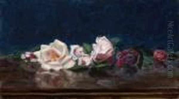 A Still Life Of Pink And Red Roses Oil Painting by James Stuart Park