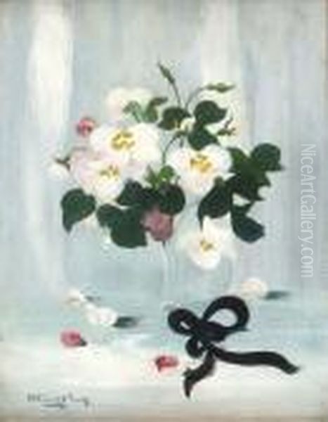 A Still Life Of White And Pink Roses Oil Painting by James Stuart Park