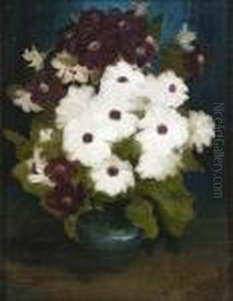 A Still Life Of Purple And White Blooms Oil Painting by James Stuart Park