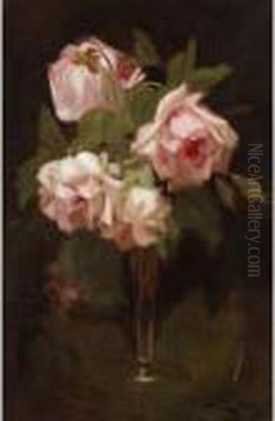 Still Life With Pink Roses Oil Painting by James Stuart Park