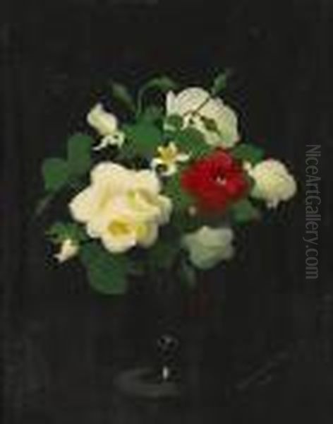 Red And White Roses Oil Painting by James Stuart Park