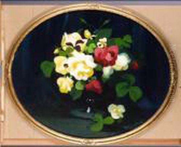 Red And Yellow Roses Oil Painting by James Stuart Park