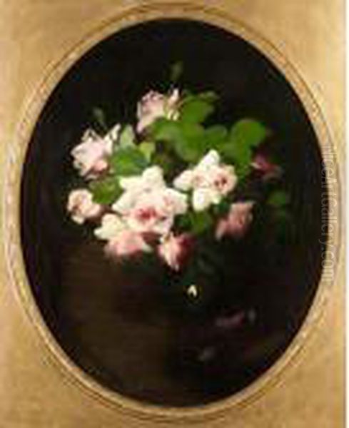 Pink Roses Oil Painting by James Stuart Park