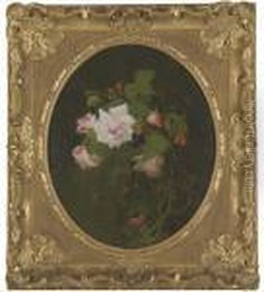 Pink Roses Oil Painting by James Stuart Park