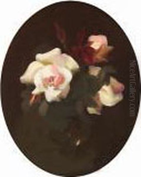 Pink Roses Oil Painting by James Stuart Park