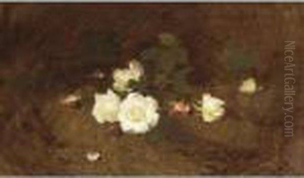 Pink And White Roses Oil Painting by James Stuart Park