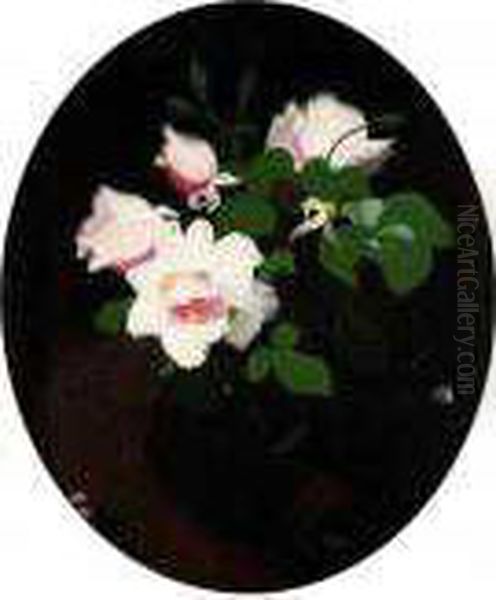 Still Life Of Pink Roses Oil Painting by James Stuart Park