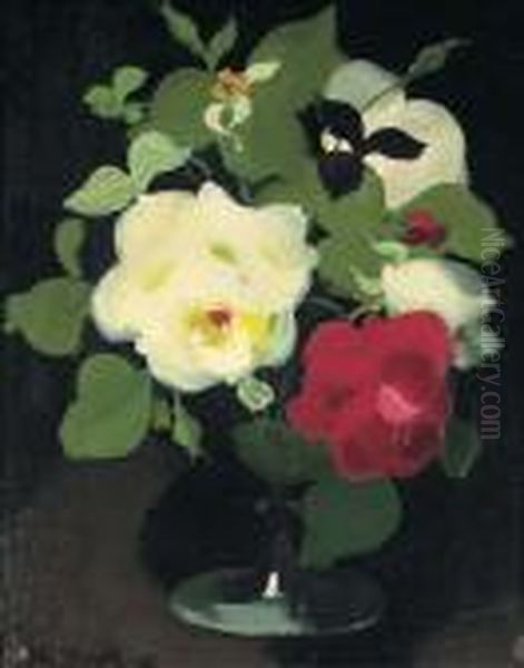 White And Red Roses Oil Painting by James Stuart Park