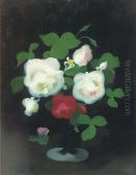 Still Life Of Roses In A Vase Oil Painting by James Stuart Park