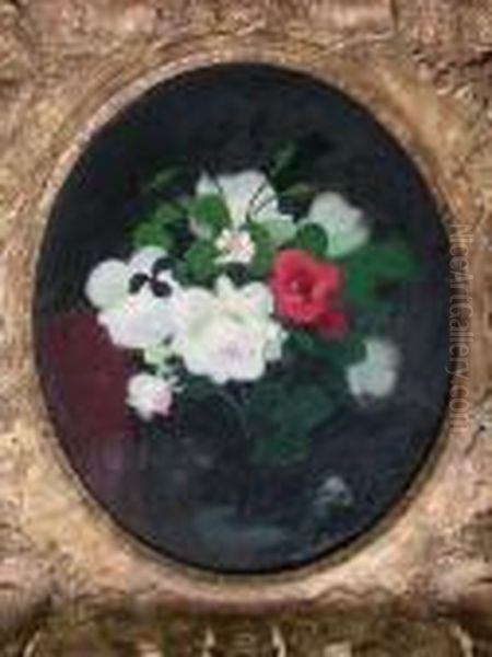 A Still Life Of Red And White Roses Oil Painting by James Stuart Park