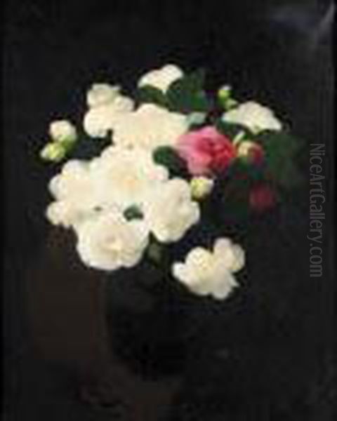 Still Life With White And Red Roses Oil Painting by James Stuart Park