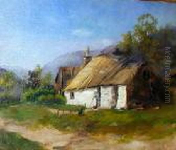 A Cottage Oil Painting by James Stuart Park