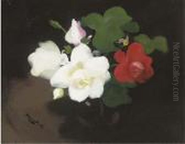 Red And White Roses Oil Painting by James Stuart Park