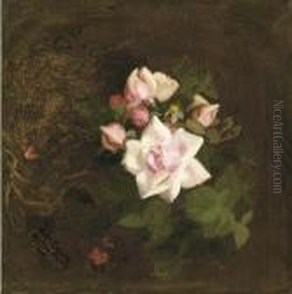 Pink Roses Oil Painting by James Stuart Park