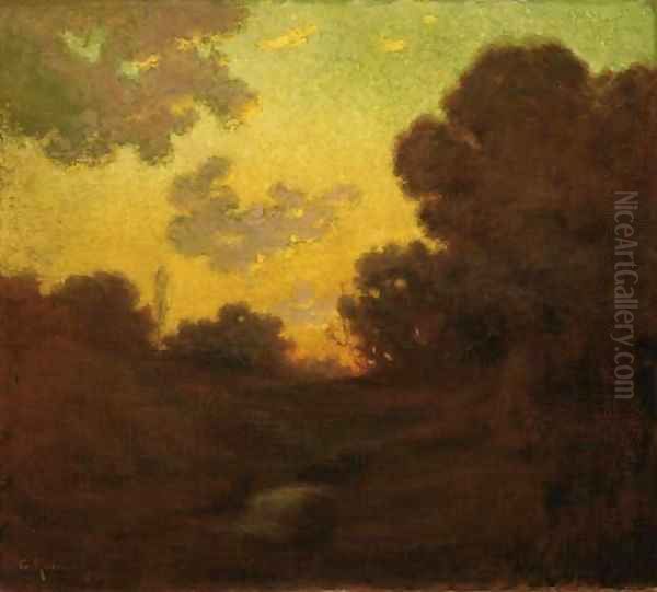 Sunset Oil Painting by Granville Redmond