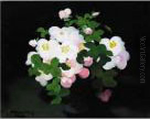 Still Life With Wild Roses Oil Painting by James Stuart Park