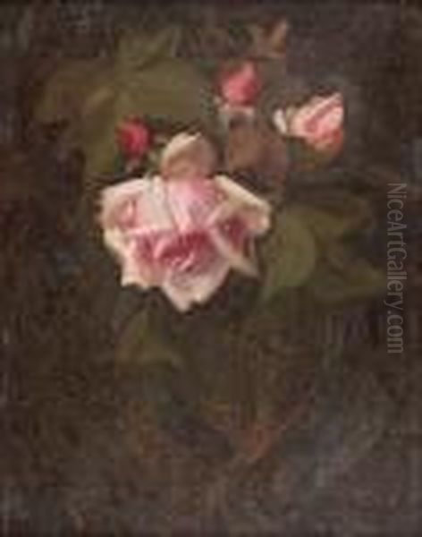 Pink Roses Oil Painting by James Stuart Park