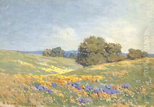 Landscape with Poppies and Lupin Oil Painting by Granville Redmond