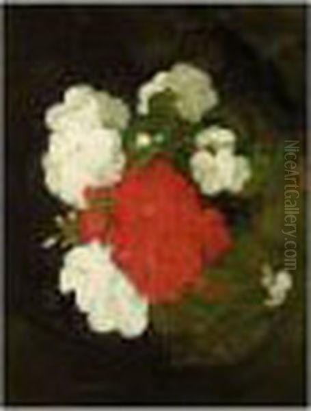 A Still Life Of Geraniums Oil Painting by James Stuart Park