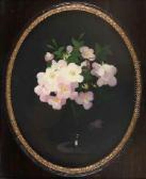 A Still Life Of Pink Roses Oil Painting by James Stuart Park