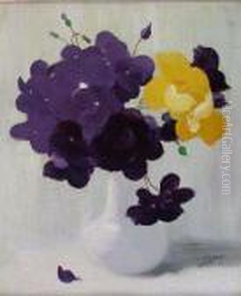 A Still Life Of Violets Oil Painting by James Stuart Park