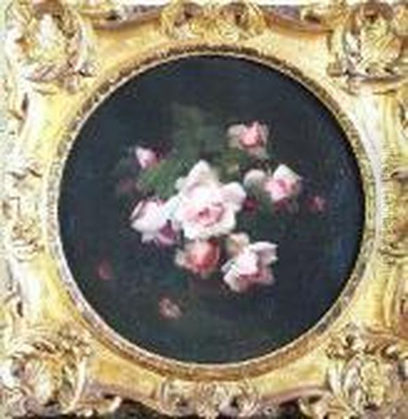 A Still Life Of Pink Roses Oil Painting by James Stuart Park