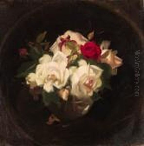 White And Red Roses Oil Painting by James Stuart Park