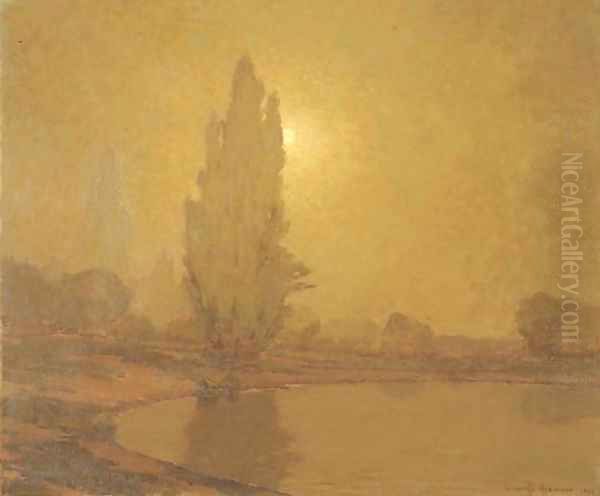 Sunset over Lake Merritt, Oakland Oil Painting by Granville Redmond