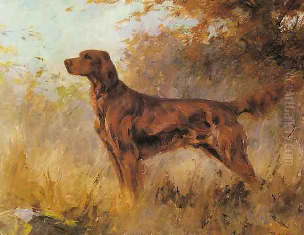 A Red Setter Oil Painting by Percival Leonard Rosseau