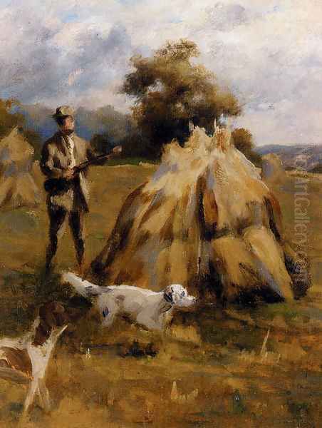 A Shooting Study Oil Painting by Percival Leonard Rosseau