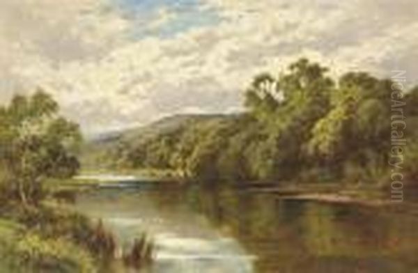 Silent Waters, On The Banks Of The Thames Oil Painting by Henry Hillier Parker